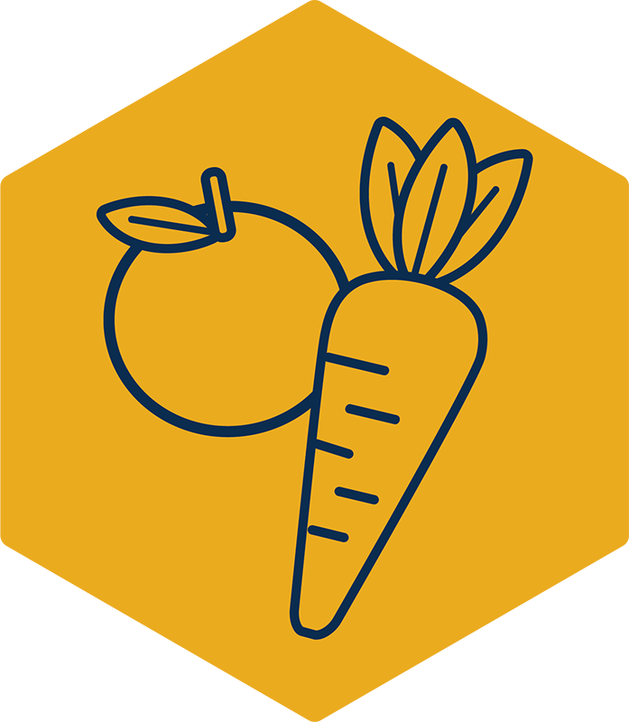 Icon of an apple and a carrot.