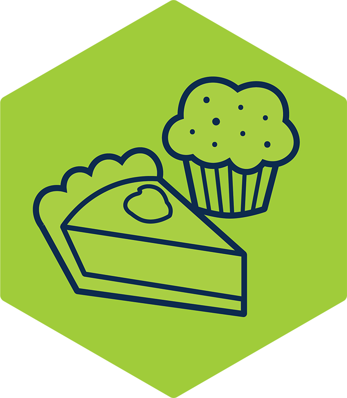 Icon of a pie and a cupcake