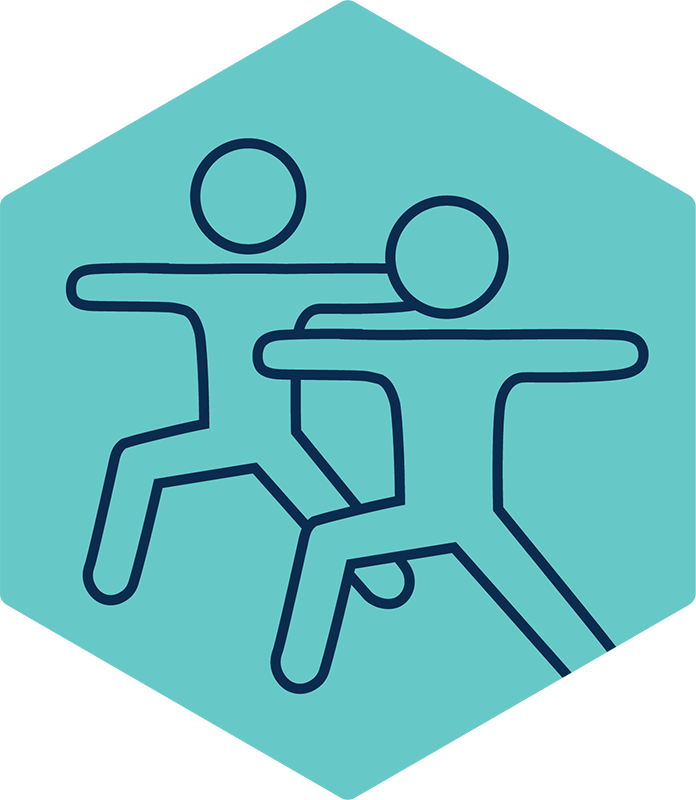 Icon of 2 people stretching